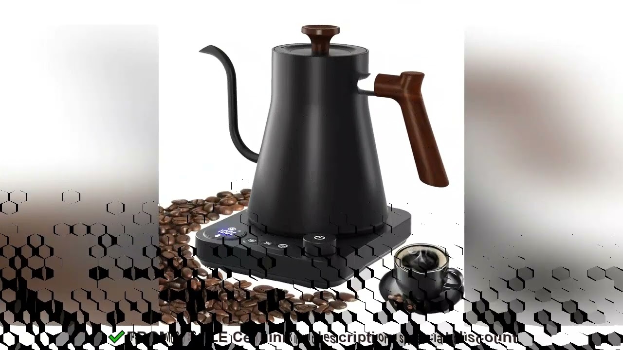 Electric Gooseneck Kettle 900ML Hand Brew Coffee Pot Smart Teapot Temperature Control Pot Rapid Heat