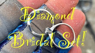 Metal Detecting on the Beach Diamond Gold Bridal Set!