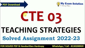 IGNOU CTE 03 SOLVED ASSIGNMENT 2022-23 | IGNOU SOLVED ASSIGNMENTS 2022-23 #ignousolvedassignment