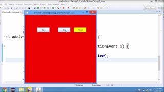 Java Swing(urdu/hindi)-16-  Event Handling-02- Activating JButton using Anonymous class