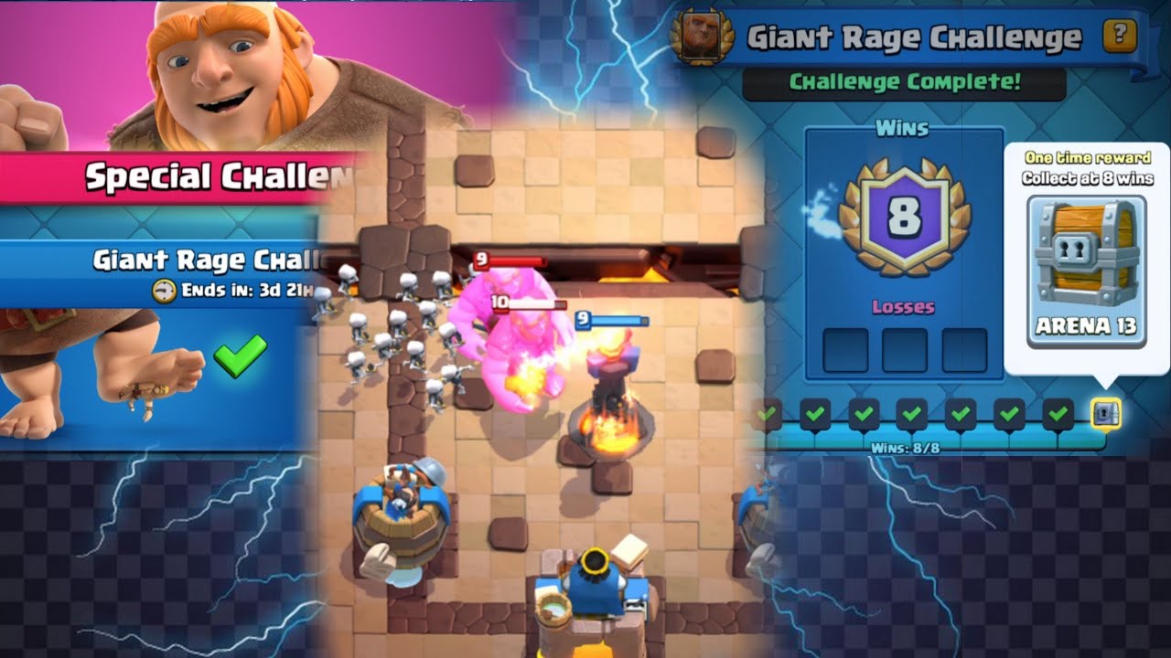 8-0 BEST DECK FOR GIANT RAGE CHALLENGE | CLASH ROYALE