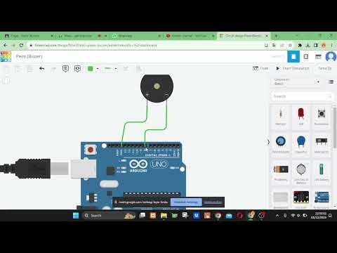 RANGKAIAN PIEZO BRUZZER MENGGUNAKAN TINKERCAD - YouTube