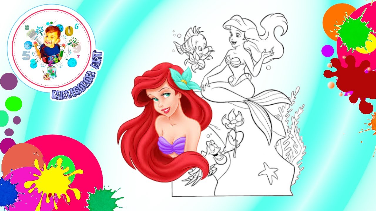 🎨 COMO DIBUJAR Y PINTAR LA SIRENITA ARIEL JUEGO || MATICOLOR ART ||  How to Draw Mermaid ARIEL 💜🧡