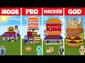 Minecraft NOOB vs PRO vs HACKER vs GOD - BURGER KING RESTAURANT HOUSE BUILD CHALLENGE