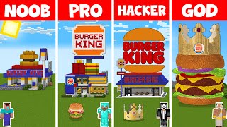 Minecraft NOOB vs PRO vs HACKER vs GOD  BURGER KING RESTAURANT HOUSE BUILD CHALLENGE