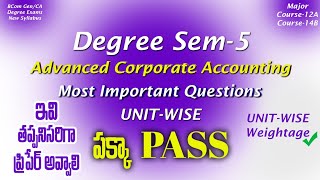 Degree Semester 5 - Advanced Corporate Accounting Most Important Questions Unit-Wise Degreeexams2025