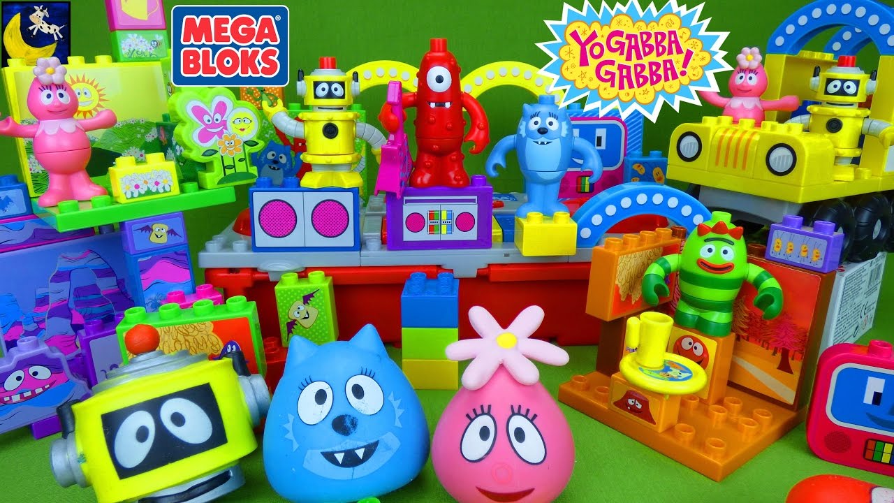 Lots of Yo Gabba Gabba Mega Bloks Toys Plex Buggy Boombox Foofa