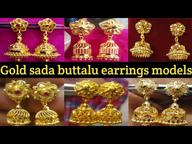 22K Gold Jhumkas (Buttalu) - Dangle Earrings With Beads (Temple Jewellery)  - 235-GJH2445 in 13.850 Grams