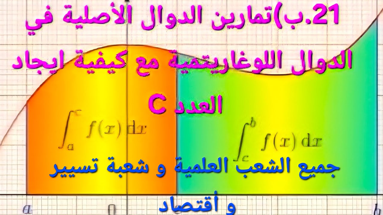 21.ب )الدوال الأصلية في الدوال اللوغاريتمية  أمثلة لكل شكل من القوانين U'.U و'n^UU مع ايجاد C