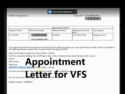 How to book (VFS Global Appointment letter for Passport)