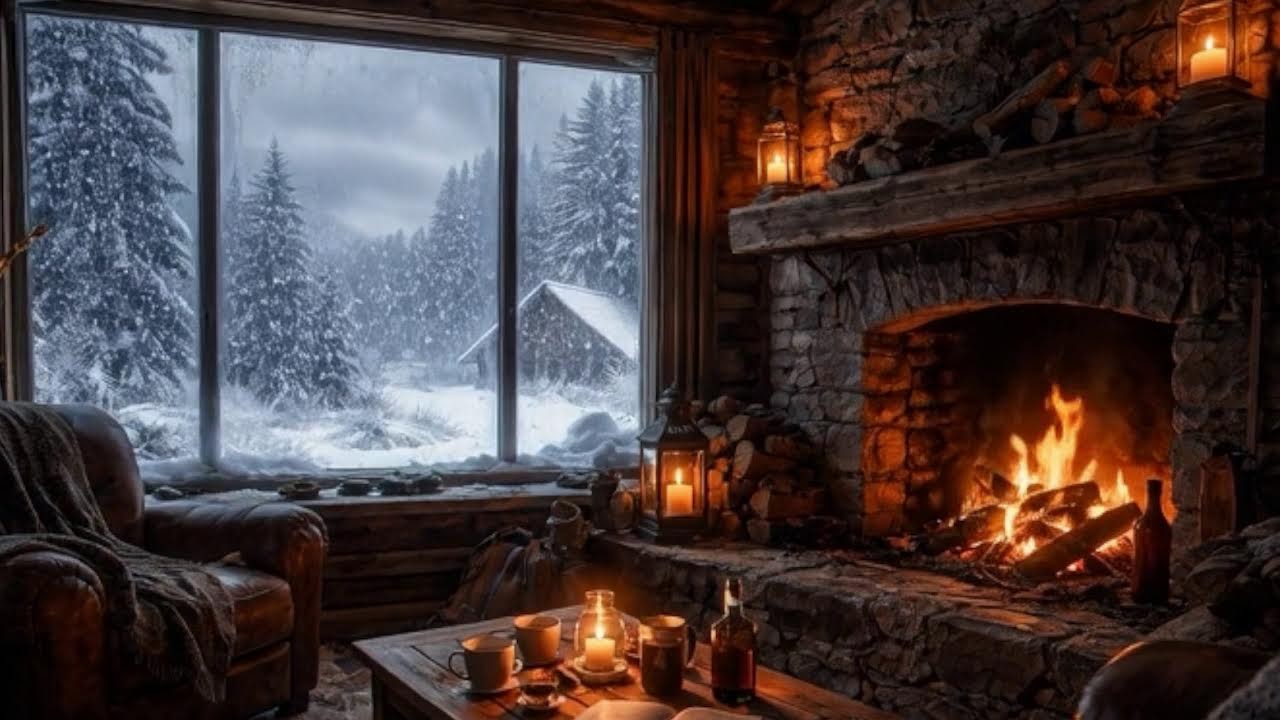 Bonfire Ambience 🔥 Cozy Fire Sounds ❄️ Winter Night Relax | Sleep, Study, Stress Relief