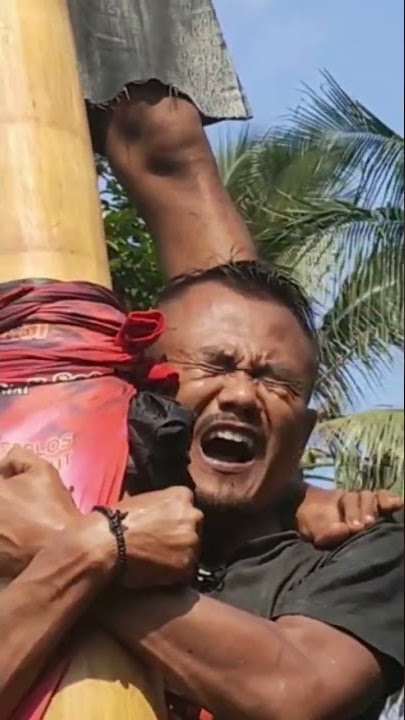 expresi muka lucu panjat pinang