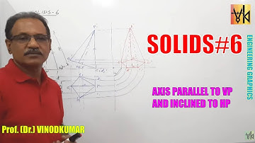 Projection of Solids - 6, Axis parallel to VP and inclined to HP-5 by Prof. Vinodkumar