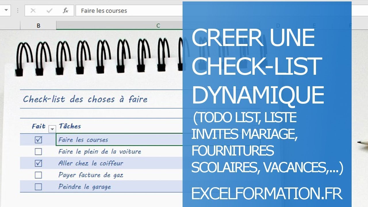 Créer une check-list dynamique (tâches, préparatifs de vacances ou