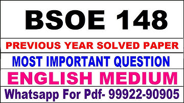 bsoe 148 previous year solve paper | bsoe 148 important questions | bsoe 148 study material