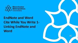 Cite While You Write 1 Linking EndNote and Word