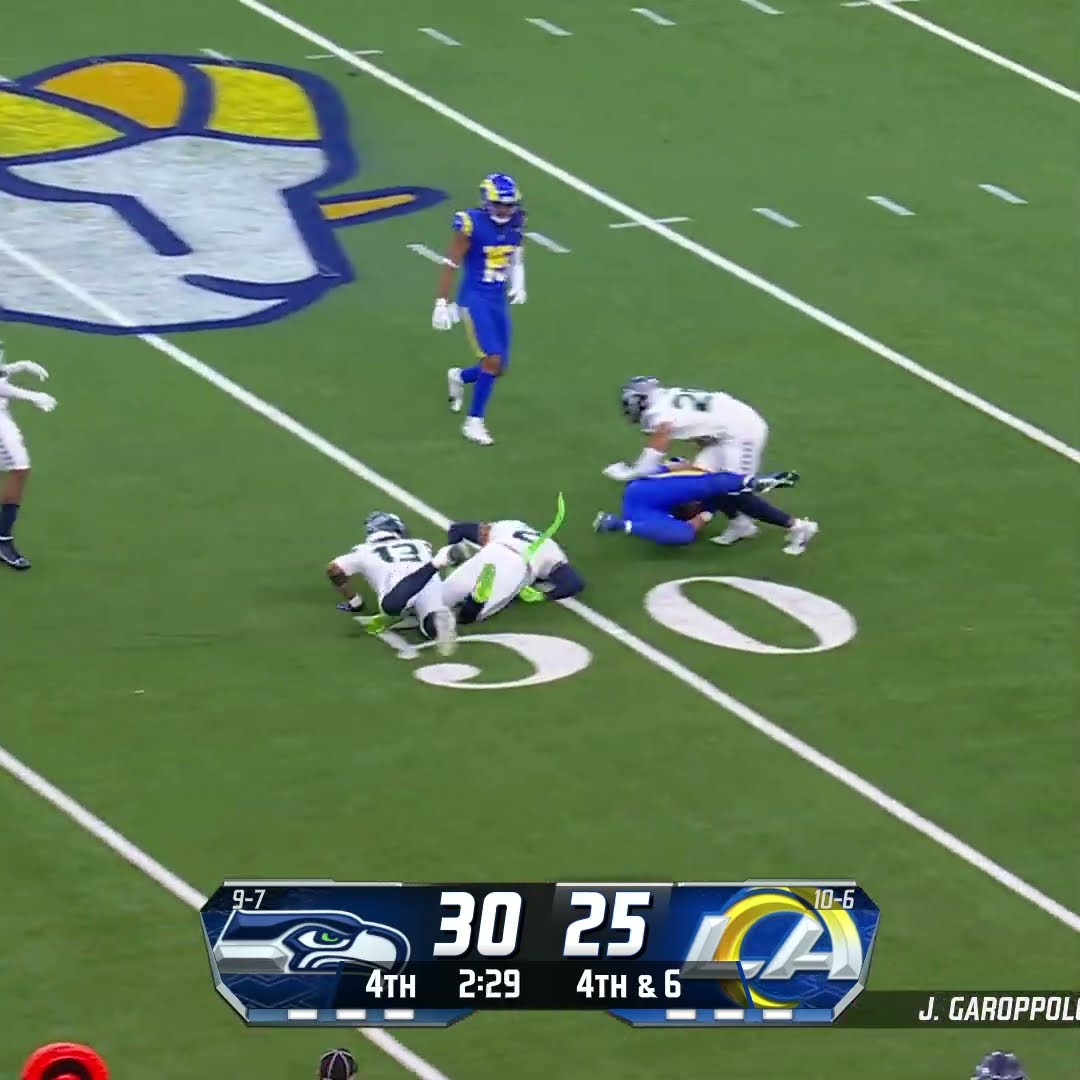 Tyler Higbee catches for a 16-yard Gain vs. Seattle Seahawks