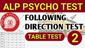 RRB ALP CBT-3 PSYCHO TABLE TEST FOLLOWING DIRECTION TEST
