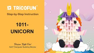 Tricofun soft triangular blocks step-by-step tutorial Mini Unicorn 1011