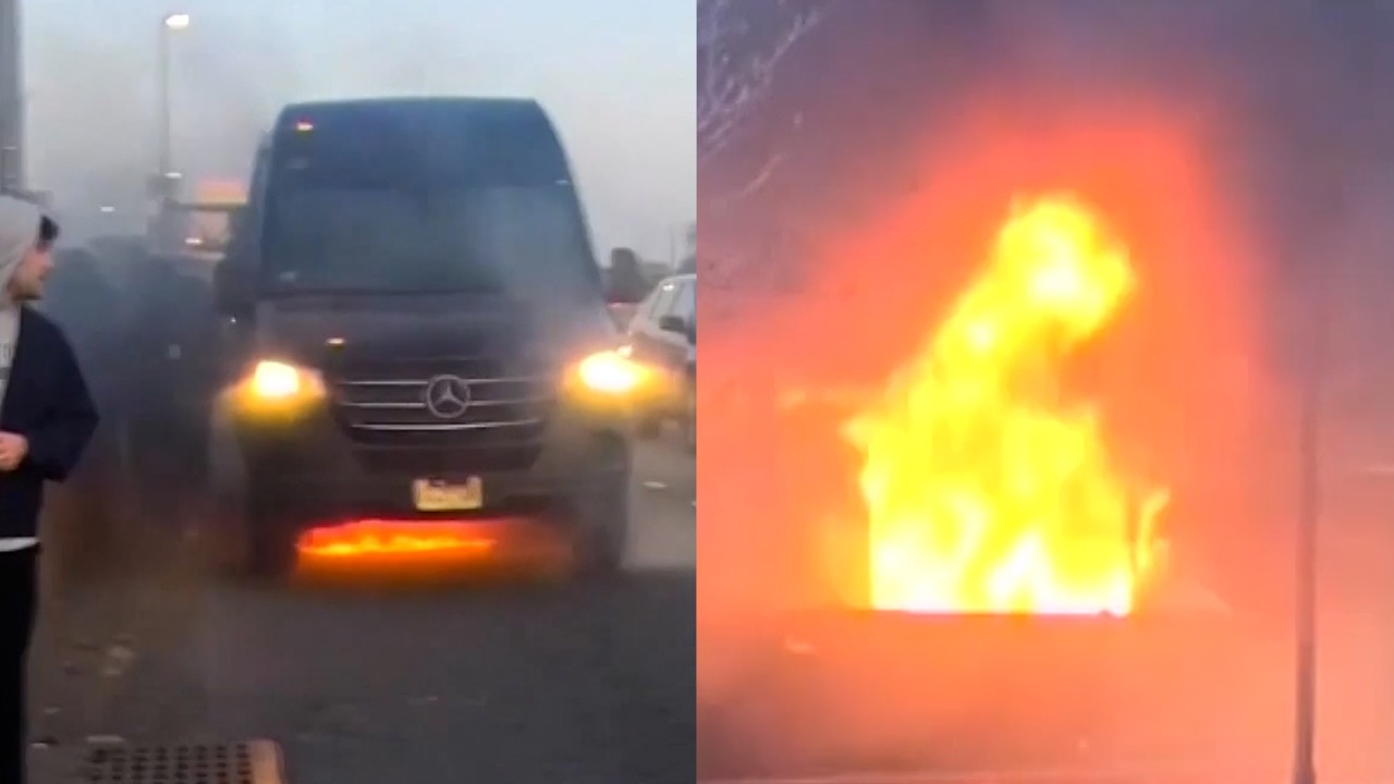 Uber Airport Shuttle Catches Fire With 8 Passengers Inside