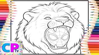 Spider-Man's Head Got Stuck in a Lion's Jaws/Spiderman vs Lion/Art Therapy/Creative Coloring Book