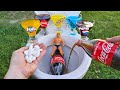 Experiment! Stretch Armstrong vs Toilet - Coca Cola, Fanta, Pepsi, Powerade, Mountain Dew and Mentos