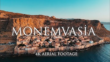 Monemvasia Greece 4K | Aerial Views of the Peloponnese Coastline