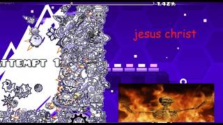 random processing but its all my attempts played at the same time | Geometry Dash