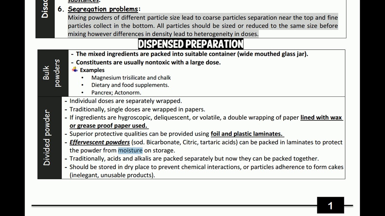 Powder dosage forms -  For Pharmacy students