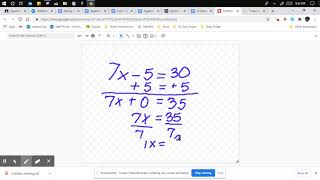 solve 7x-5=30 final answer