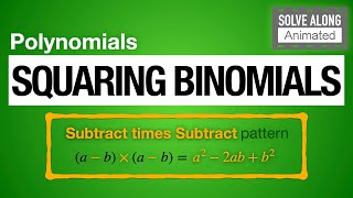 Squaring Binomials (Subtract Times Subtract) | Expanding Perfect Squares Math Worksheet & Solutions