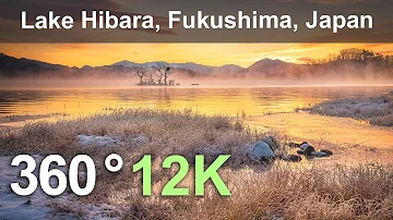 Lake Hibara, Fukushima, Japan.  12K aerial 360 video.