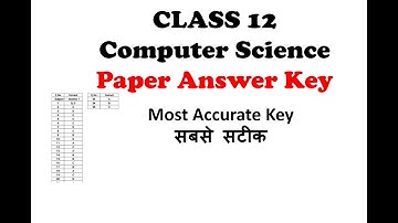 Computer Science Term 1 Paper Answer Key  Class 12 | most accurate solutions