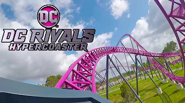 DC Rivals Roller Coaster REAL Front Seat & BACKWARDS POV! Warner Bros Movie World Australia