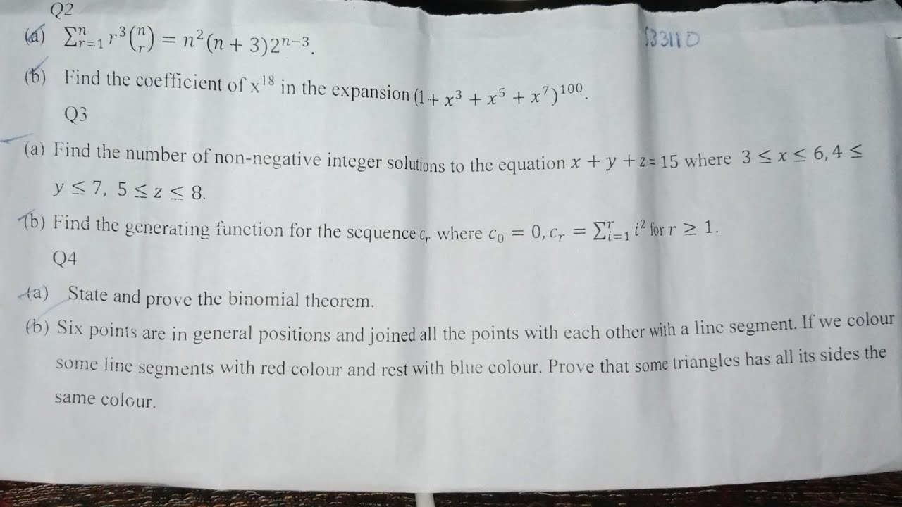 combinatorics final exam 2023 part 1 bs mathematics 4th exam gcuf combinatorics final paper