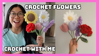 crochet with me  making crochet flowers for the first time, new market items?!✨ Studio vlog