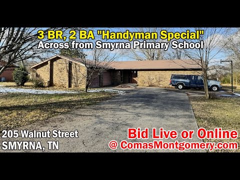 3 BR, 2 BA "Handyman Special" Across from Smyrna Primary School AUCTION Feb. 15th, 2025