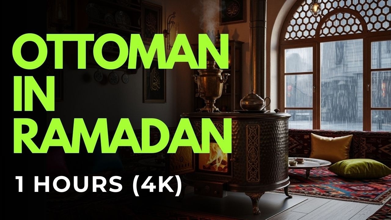 Ottoman Night in Ramadan | Rain, Thunder & Fireplace Ambience for Deep Sleep
