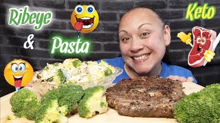 Ribeye Steak & Fettuccine Alfredo with Miracle Noodles. Keto Mukbang by Xtina Grubz 955 views 1 year ago 36 minutes
