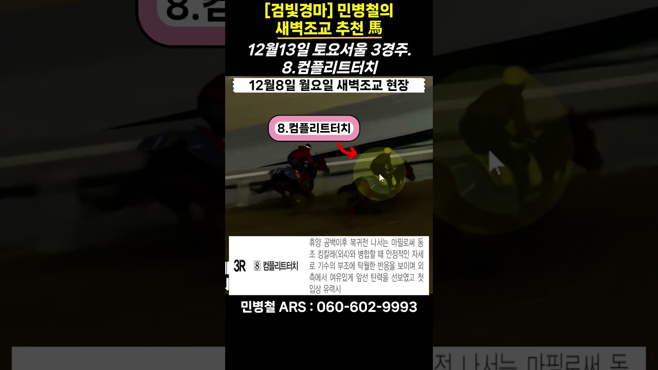 #12월13일 토요일!민병철의 새벽조교 우수馬!