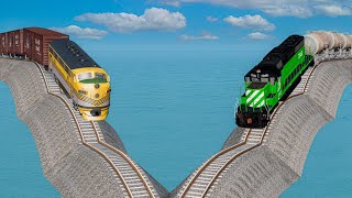 Trains vs Impossible Crossing Tracks | Cars vs Trains - BeamNG.Drive Flatbed Crashes #beamngdrive