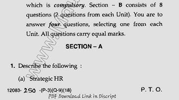 MBA 4th Sem Reappear Strategic Human Resource Management Question Paper