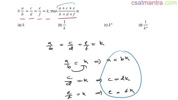 If a/b = c/d = e/f = k | Ratios - Basics | Ratios & Proportions | UPSC | CSAT | CSAT MANTRA