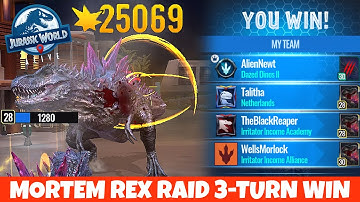 How to beat Mortem Rex Raid Boss in just 3 turns (Jurassic World Alive 2.11)