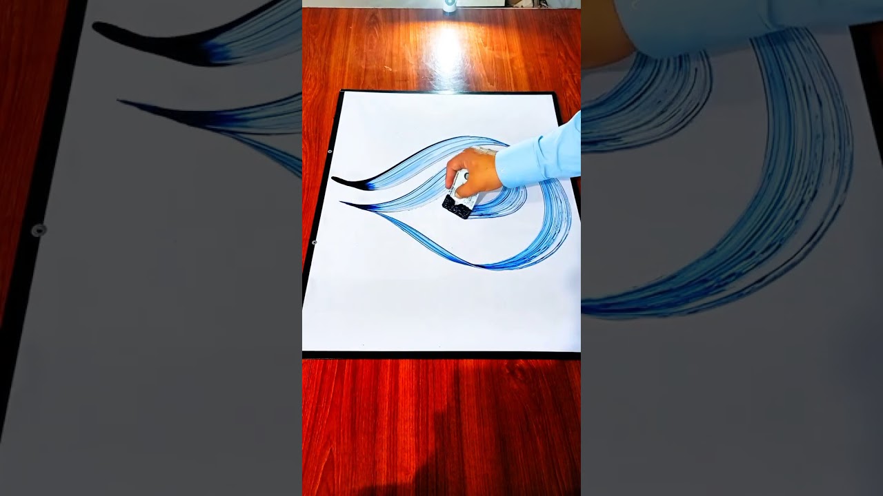 The Blue Ink Allah Name Technique 💙🤯 | ID Card Arabic Art #Shorts