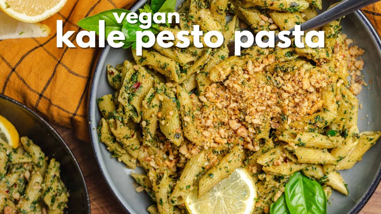 Healthy kale pesto pasta