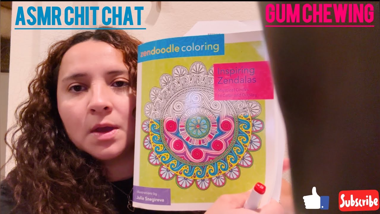 ASMR-Chit Chatty Gum Chewing while coloring