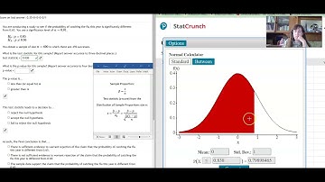 Hypothesis test for proportions using zscore as test statistic and normal calculator