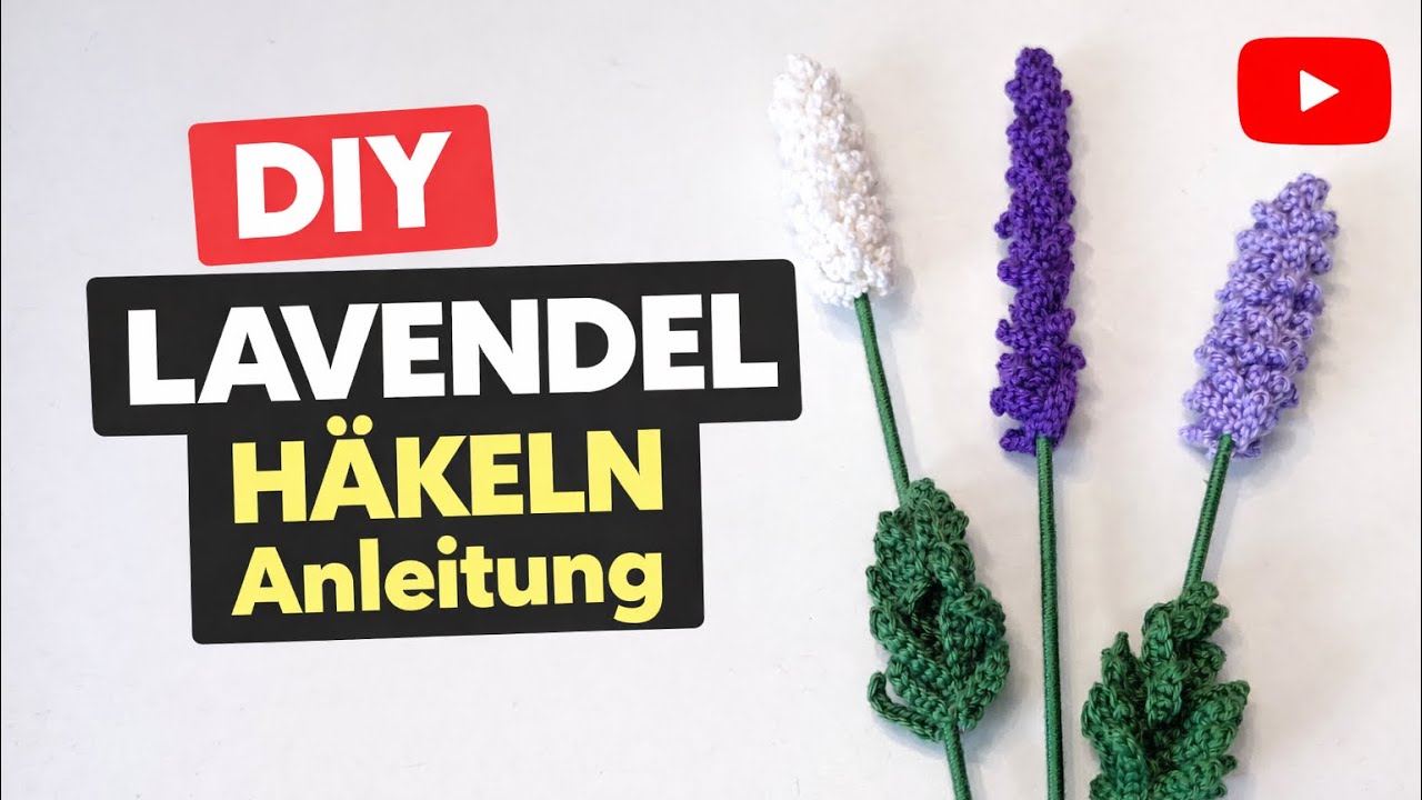 Lavendel häkeln 🌿 | Einfache Anleitung für gehäkelte Blumen #häkeln #häkelanleitung  #crochetflower
