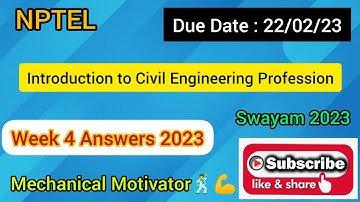 Introduction to Civil Engineering Profession | Week 4 Quiz | Assignment 4 Solution | NPTEL | SWAYAM